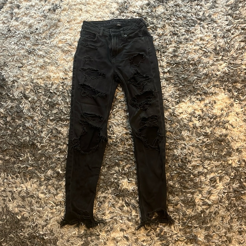 American eagle black ripped jeans size 000
